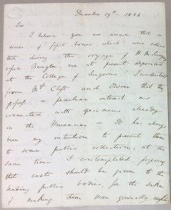 Down House: Darwin letter 1, 1st page
