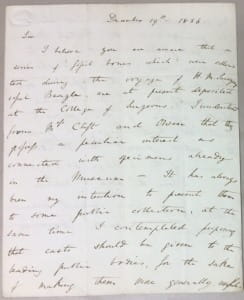 Down House: Darwin letter 1, 1st page