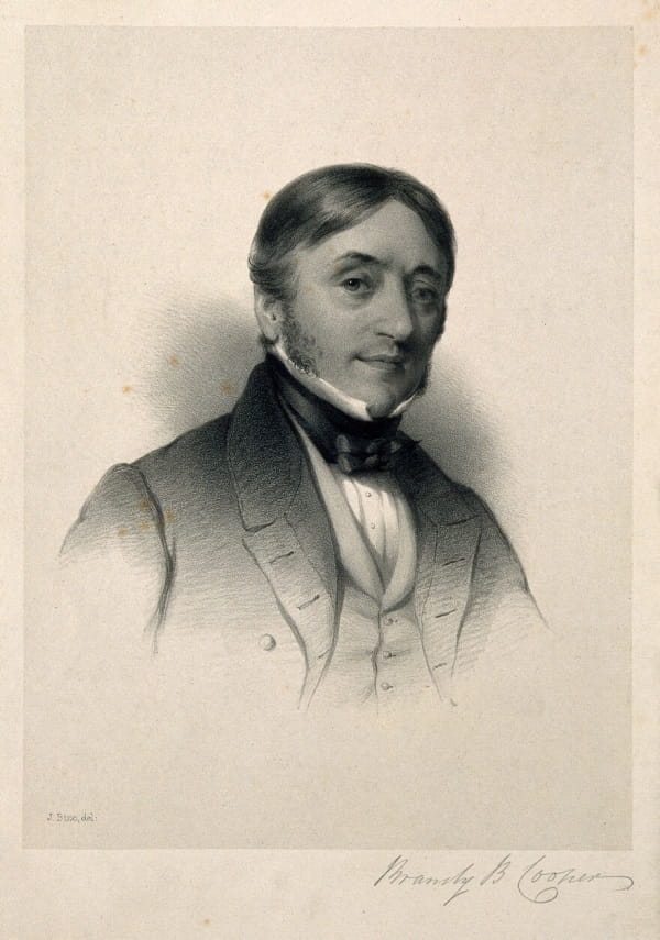 Lithograph portrait of a man in 19th century dress, captioned 'Bransby B Cooper'