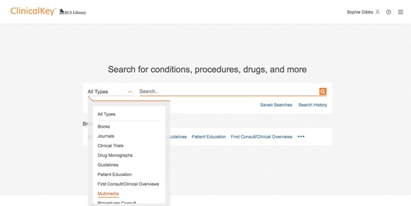 ClinicalKey Images 1: search box