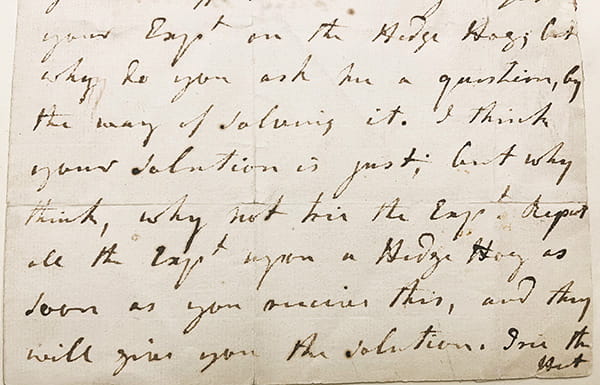 A portion of a hand-written letter