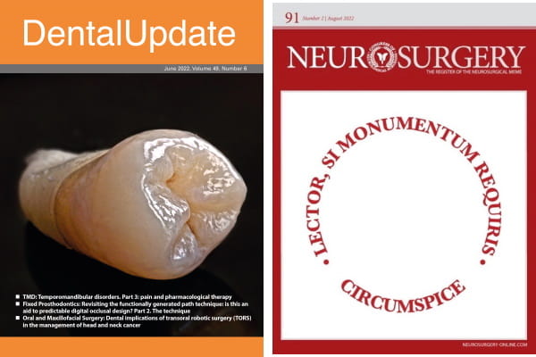 Cover images of Dental Update and Neurosurgery.