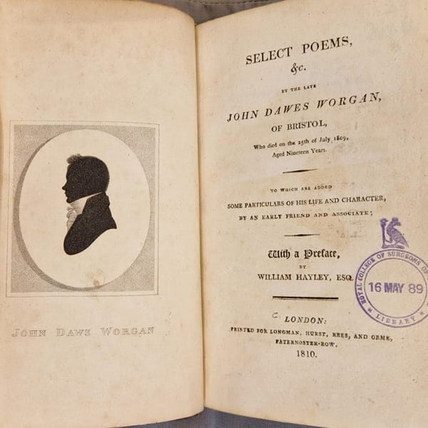 The title page of 'Select Poems', including a profile silhouette of John Dawes Worgan