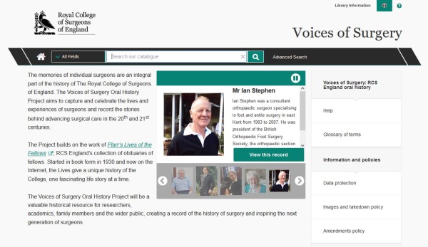 Voices of Surgery homepage